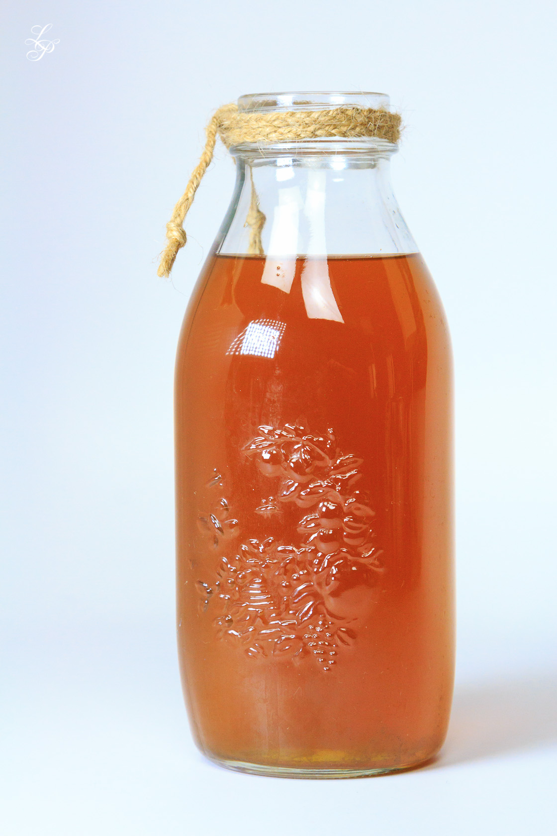 A bottle of freshly prepared Kombucha.
